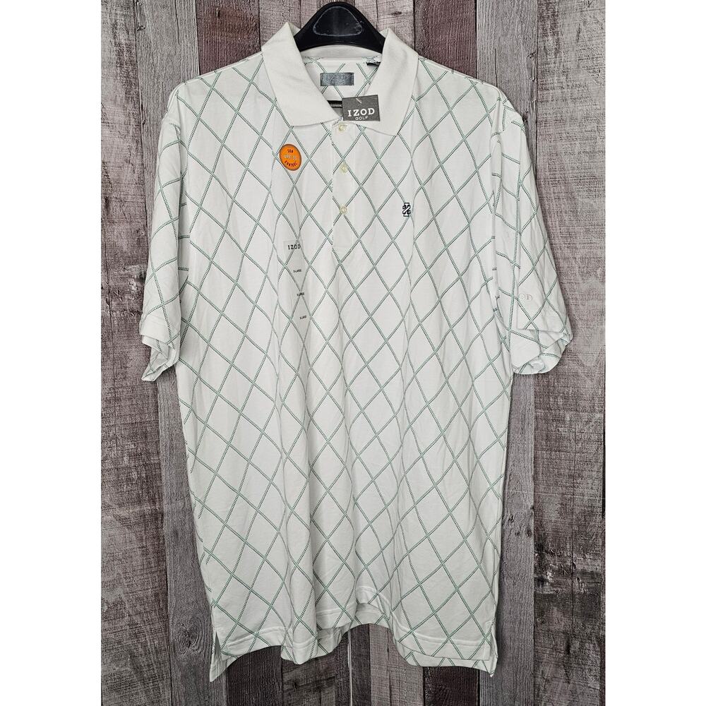 IZOD Golf Soft Polo Sun Control Short Sleeve White SHIRT UPF-30 Men's Size XL
